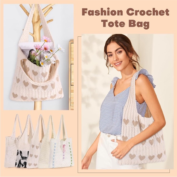 Heart Crochet Tote Bag - Picture 4 of 6